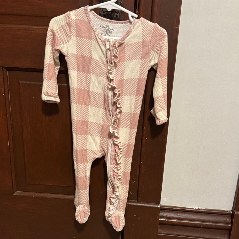Caden Lane pink plaid footie